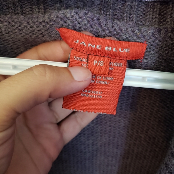 Jane blue cardigan with belted closure mauve - Picture 3 of 4